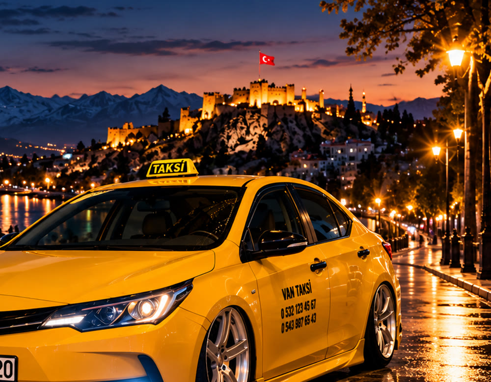 Gece ışıklandırılmış Van Kalesi